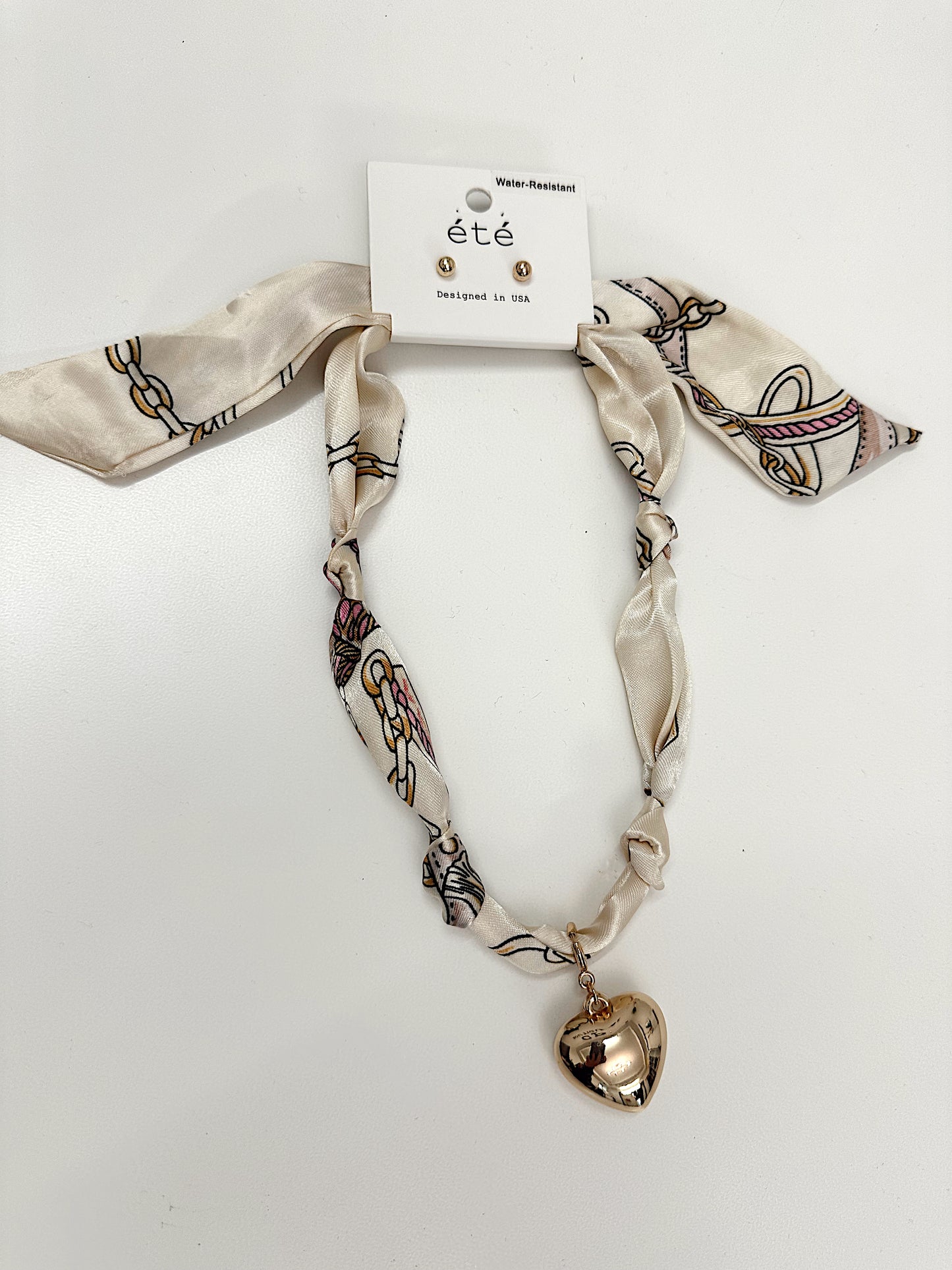 White & Pink Scarf Necklace