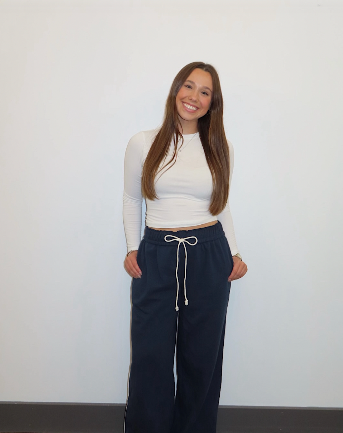 Navy Stripe Sweatpants